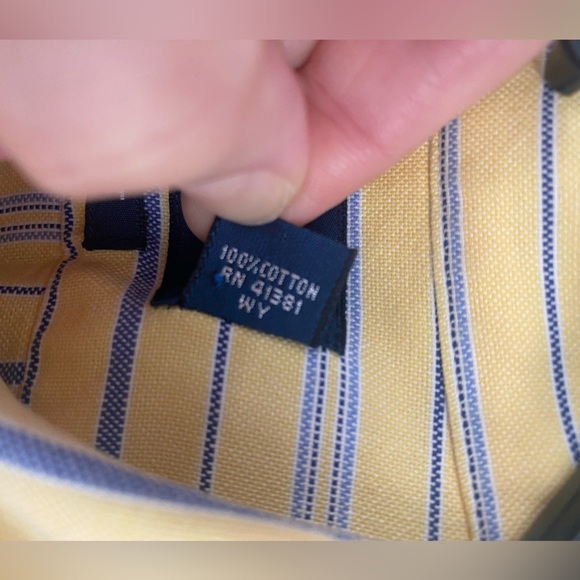 Polo Ralph Lauren Classic Fit Oxford Button Down Shirt Yellow Men 17 1/2 Strips - Picture 6 of 10